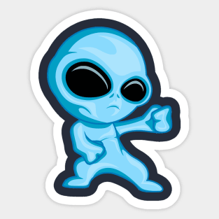 blue little alien standing up Sticker